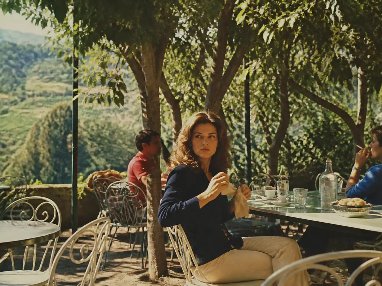 Cafe photo restyled with a vintage film look