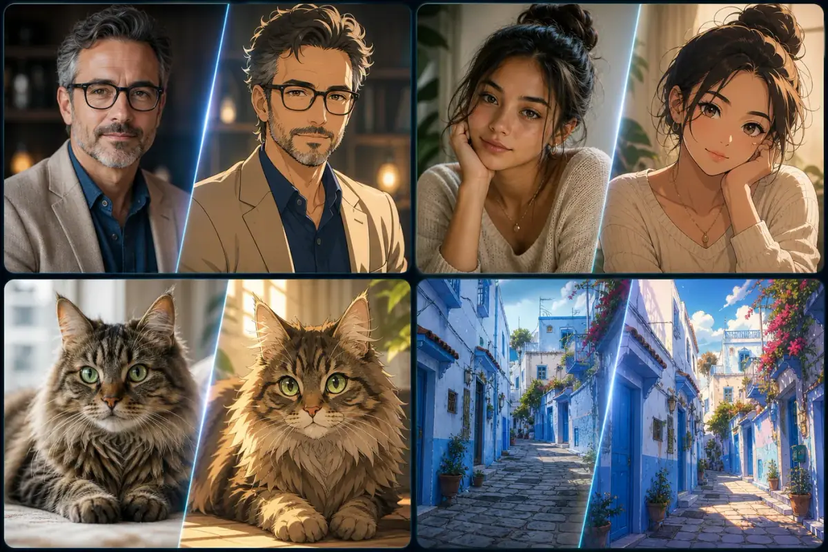 Photo to anime style showcase