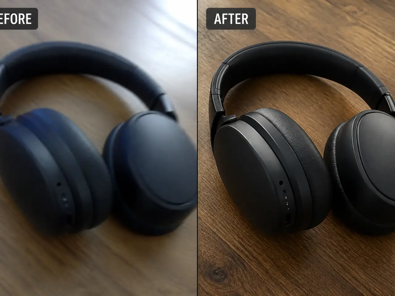 Before and after poster for a product video enhanced with AI